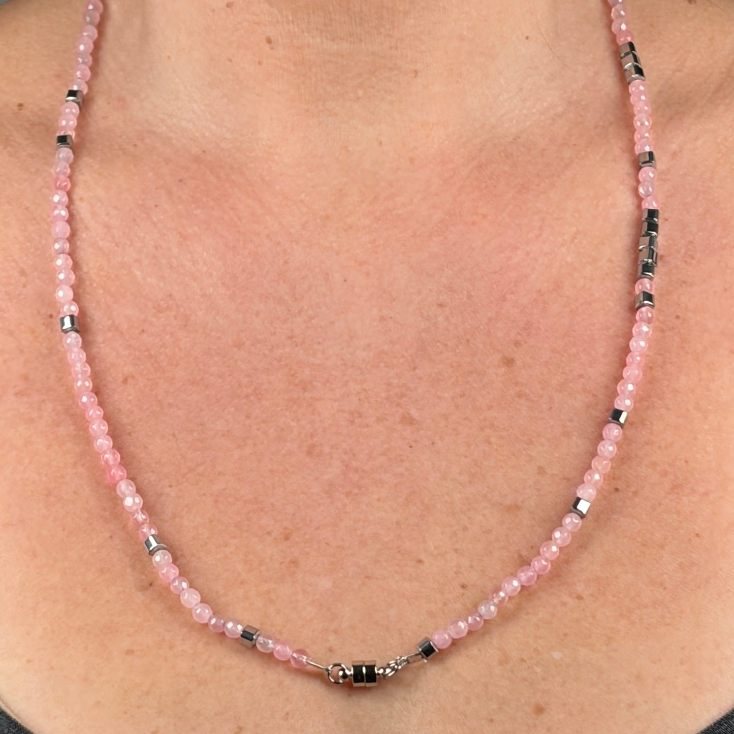 Petra Pink Quartz & Silver Hematite