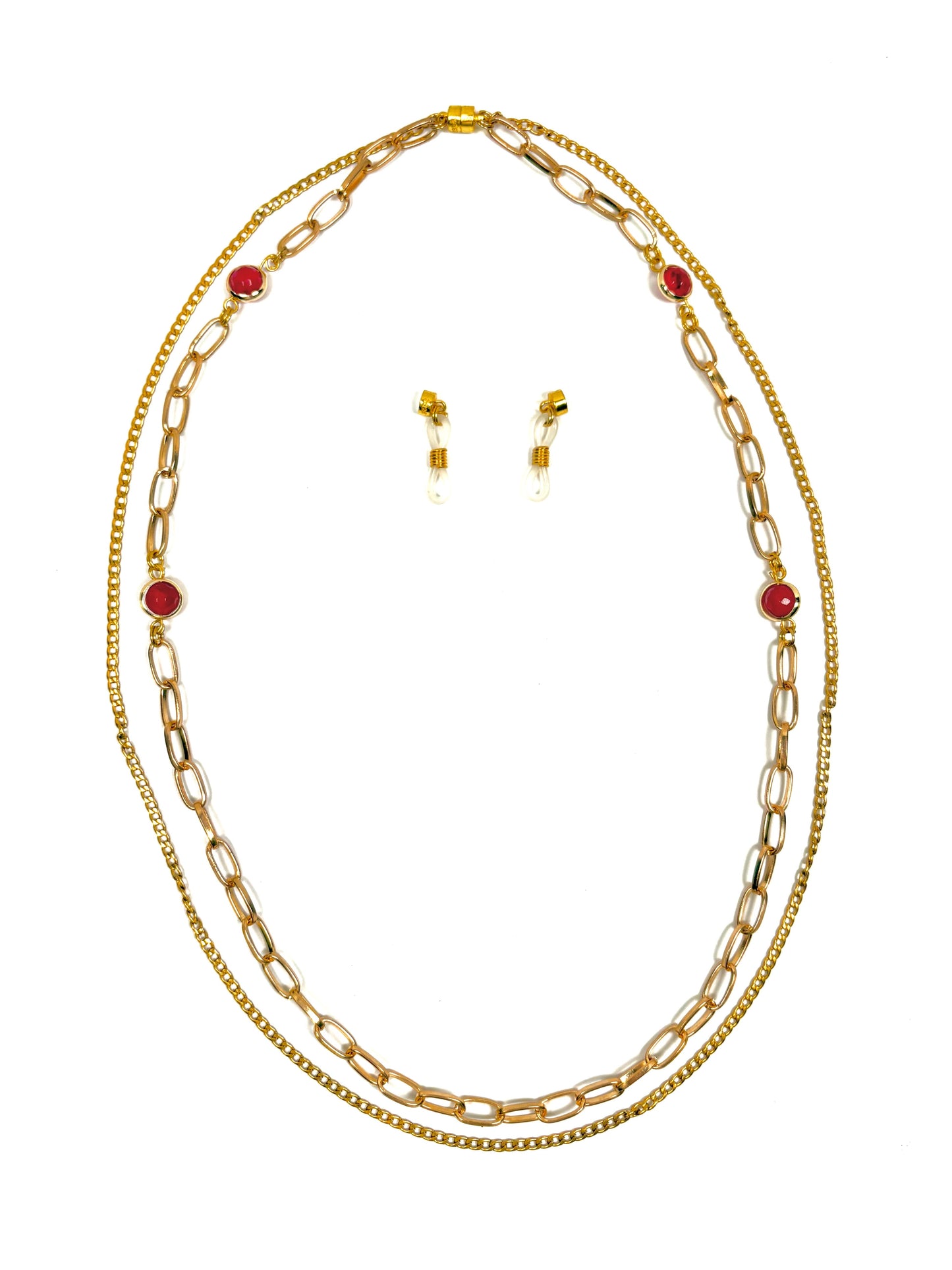 Orbit Carnelian & Gold Double Chain